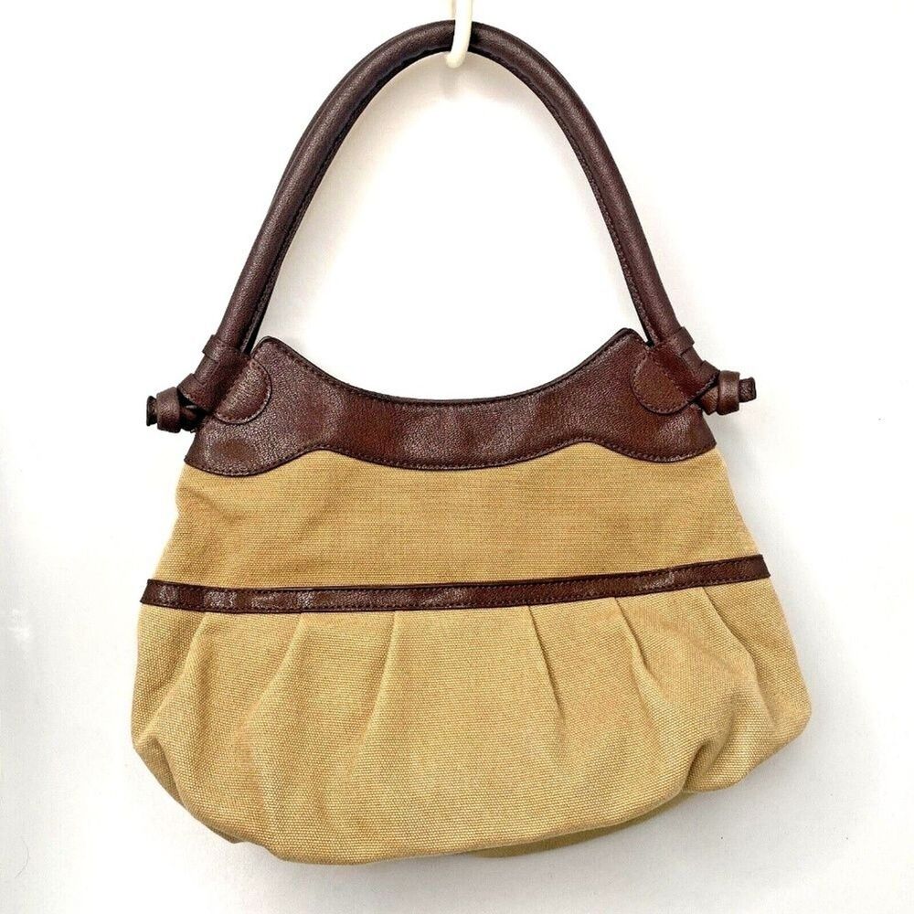 Simply Vera Vera Wang Shoulder Bag Hobo Purse Pebbled Leather Canvas